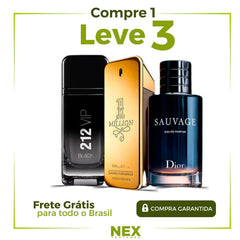 QUEIMA DE ESTOQUE - 3 Perfumes Masculinos Importados (100ml cada) - Sauvage Dior | One Million | 212 VIP Black